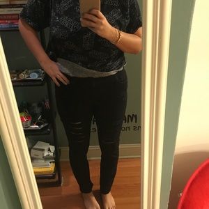 Black skinny distressed lucky brand jeans